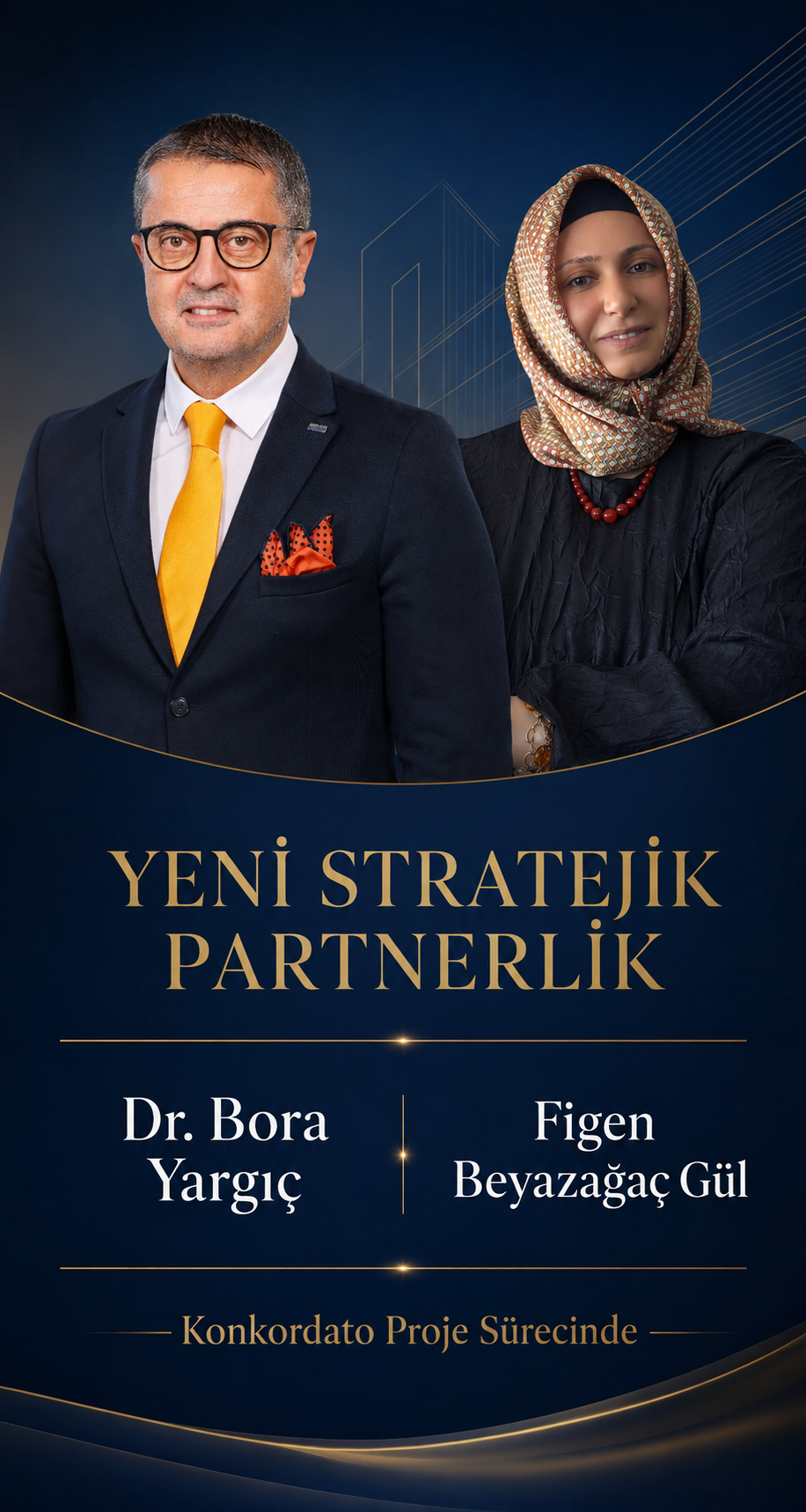 Dr. Bora Yargıç ve Figen Beyazağaç Gül — konkordato proje sürecinde ortak çalışma